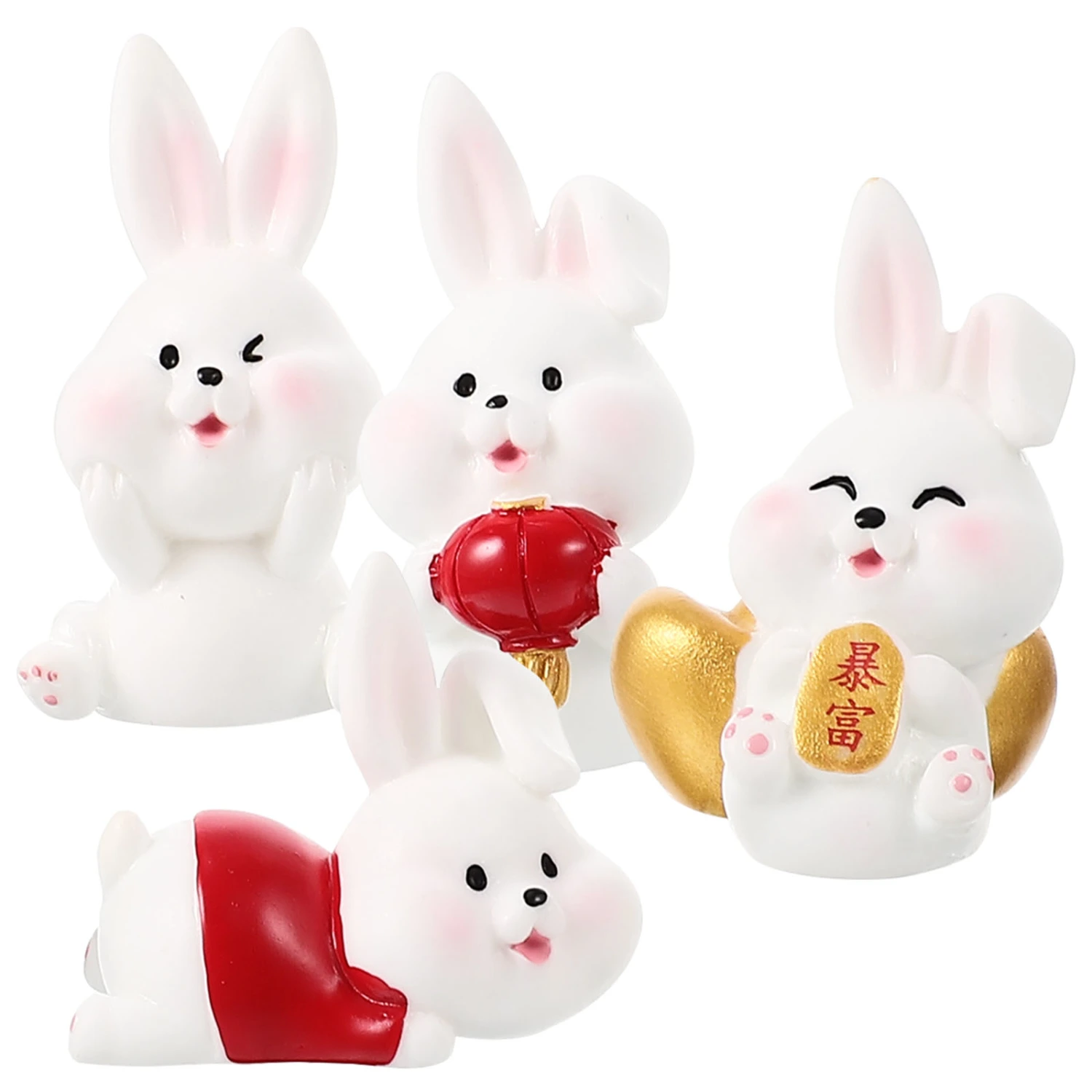 4pcs Bunny Shape Adorn Mini Rabbit Landscape DIY Decoration Mini Resin Bunny Statues