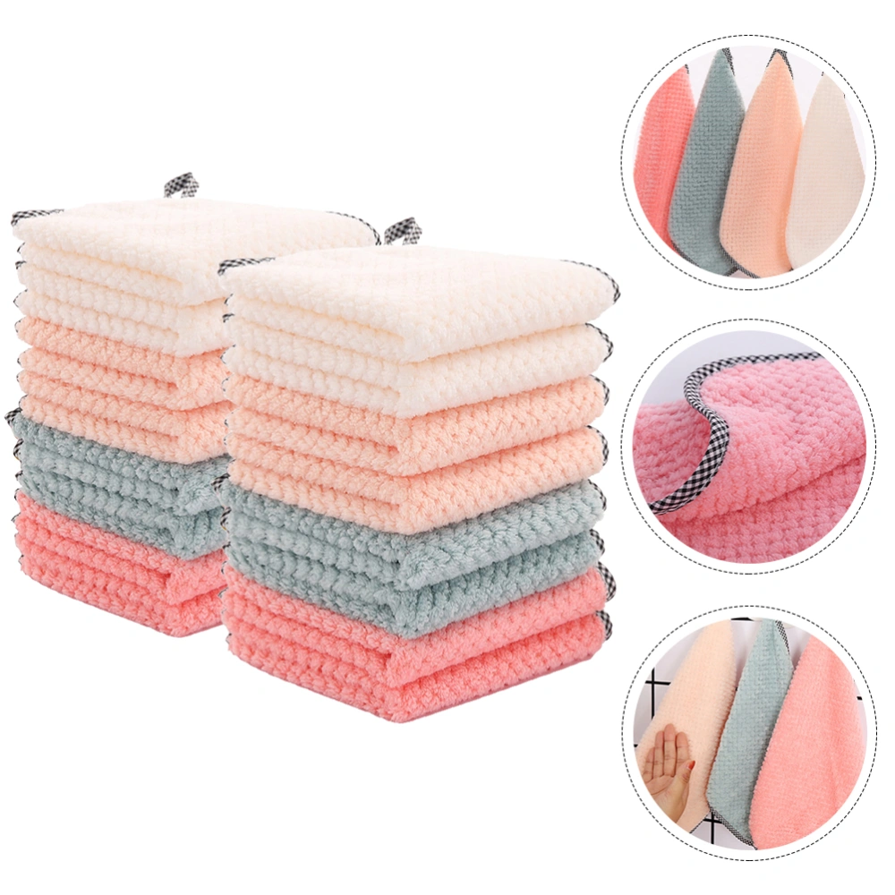 16pcs Hanging Kitchen Use Wiping Cloth Practical Microfiber Dishcloth Easy Cleaning Towel