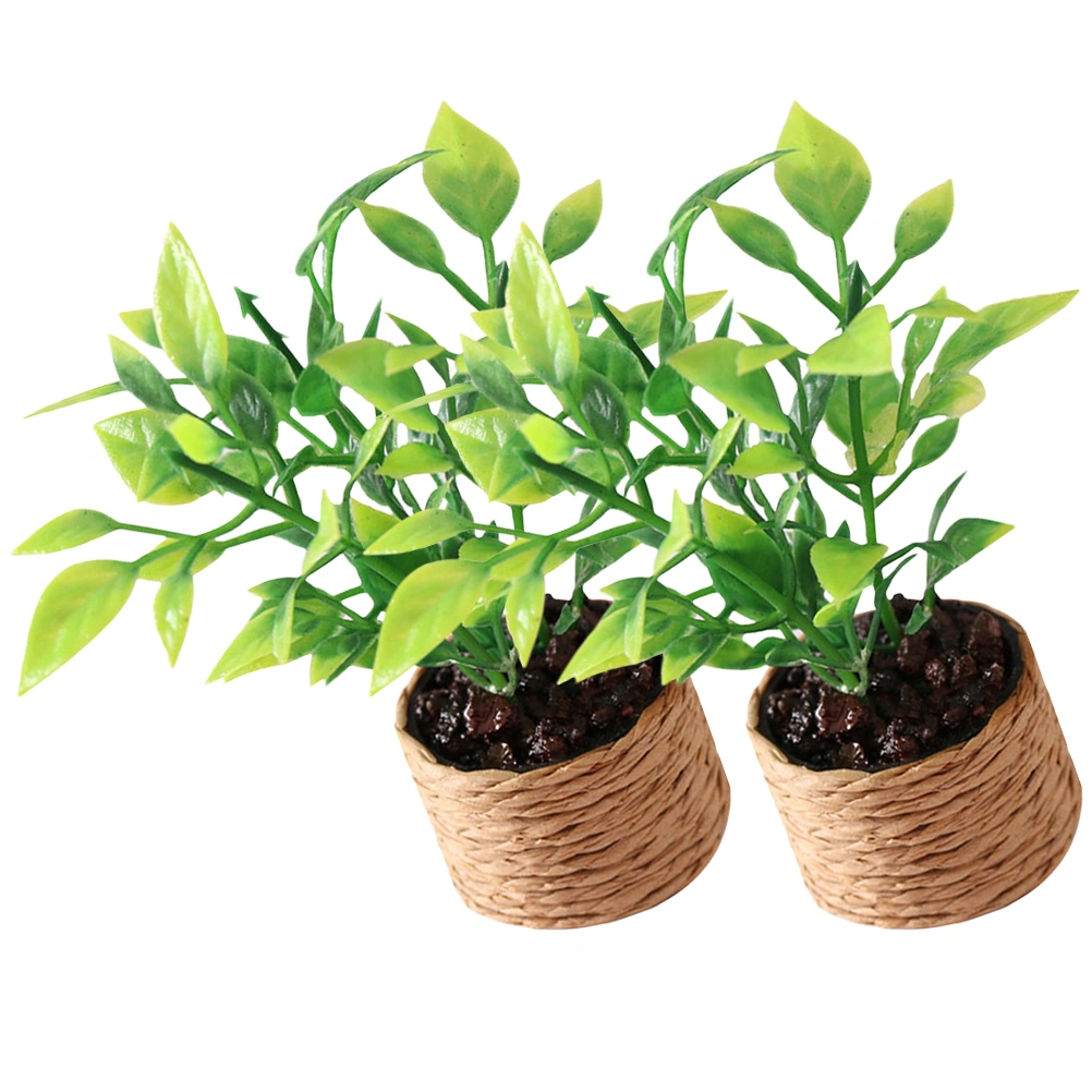 2pcs Tiny House Potted Plants Miniature Plants Artificial Potted Plants Tiny Toys