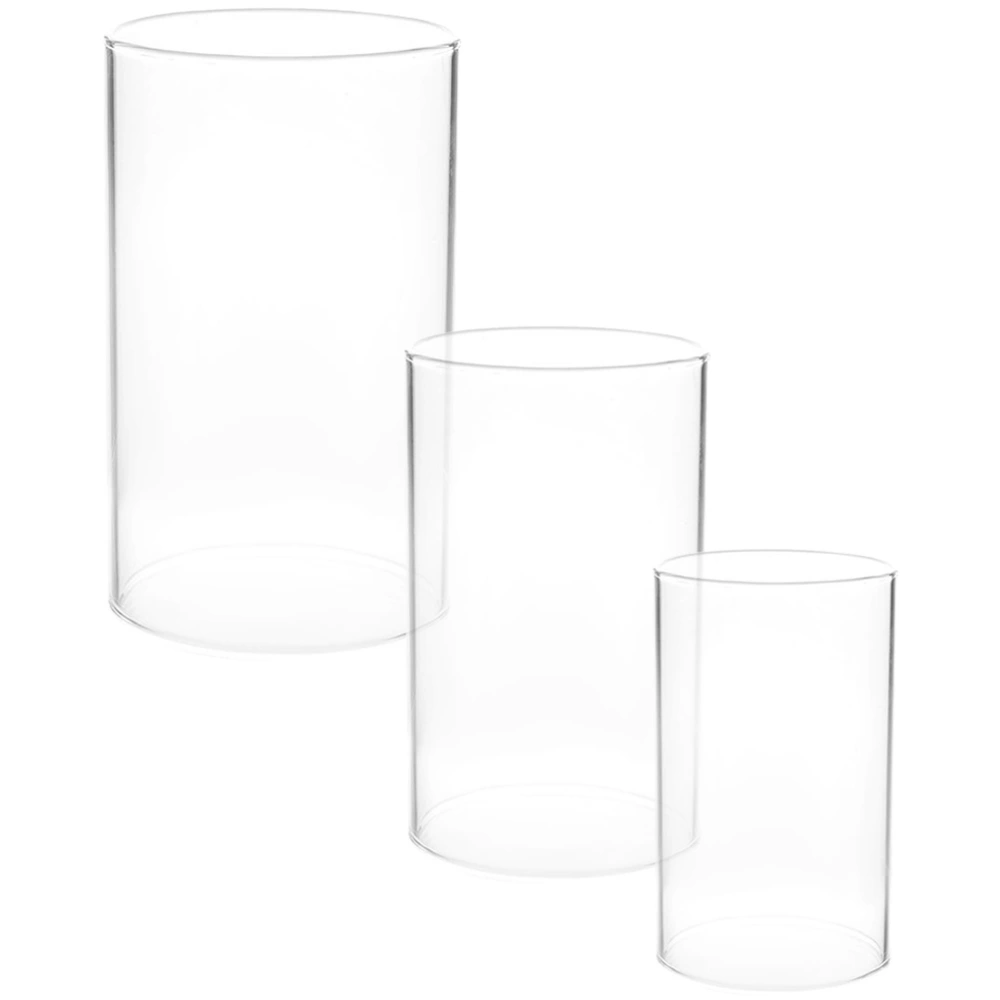 3Pcs Glass Candleholder Tube Shade Tea Light Candle Holder Cover Candle Accessories