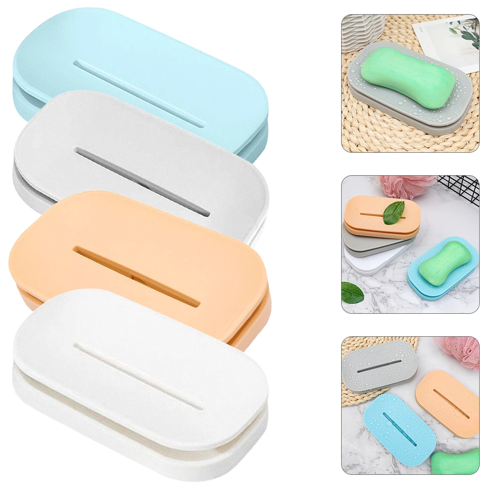 4Pcs Soap Dish Soap Draining Case Decorative Soap Holder Plastic Soap Dish Soap Container for Gift
