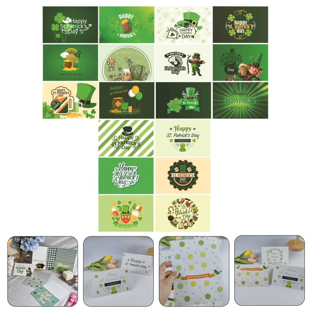 18 Sets Happy St. Patrick's Day Cards Happy St. Patrick's Day Greeting Cards with Envelopes and Labels