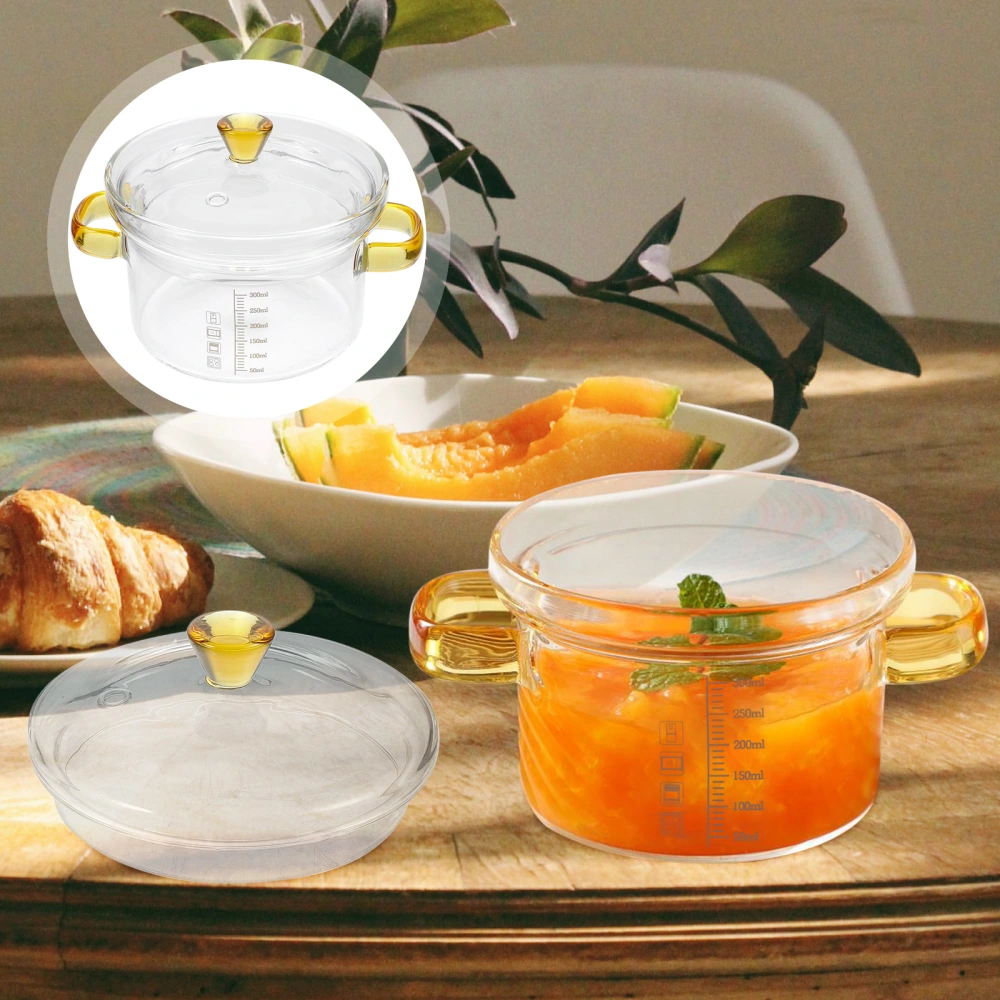 Steaming Bowl Kitchen Glass Bowl with Lid Soup Storage Bowl Kitchen Steaming Supply(300ml)