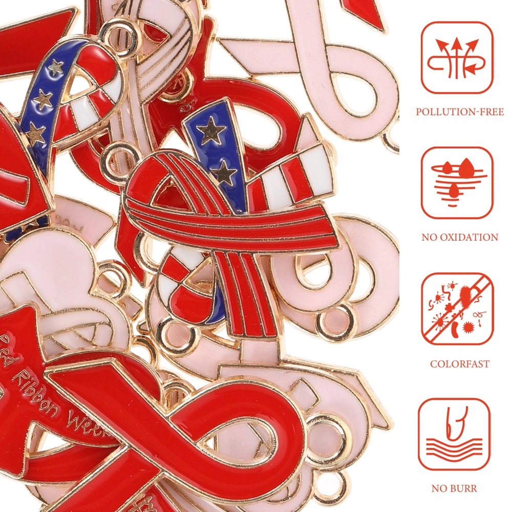 52pcs Breast Cancer Awareness Charms Ribbon Design Charms DIY Craft Charms