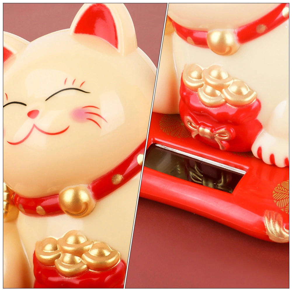 3Pcs Waving Cat Statues Solar Powered Waving Cat Crafts Wealth Welcoming Cats Car Cat Figurines