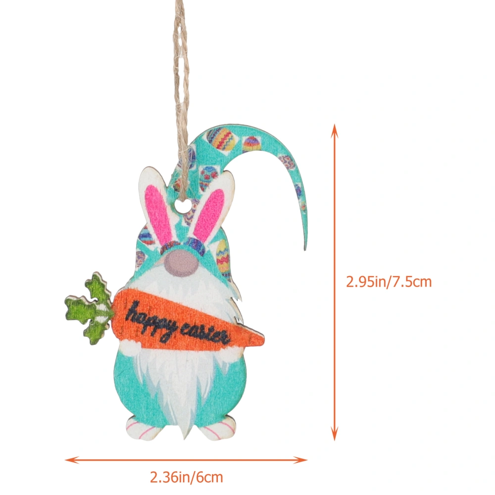 10pcs Easter Themed Party Hanging Decors Wooden Cartoon Gnome Cutouts Pendants