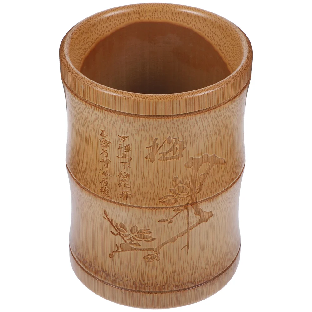 Bamboo Pen Holder Brush Pen Storage Container Vintage Chinese Style Desktop Decor