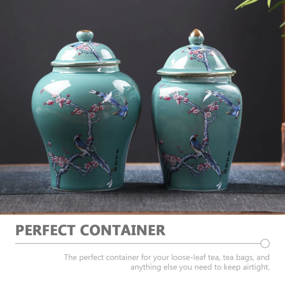 Kitchen Storage Jar with Lid Vintage Style Tea Sugar Canister Ceramic Food Coffee Storage Jar