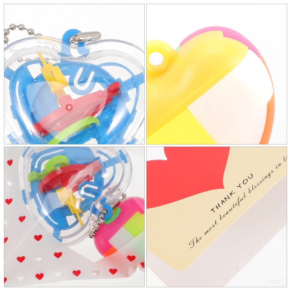 1 Box Valentines Day Gift Heart-shaped Maze Ball Pendants Kong Ming Lock Toy