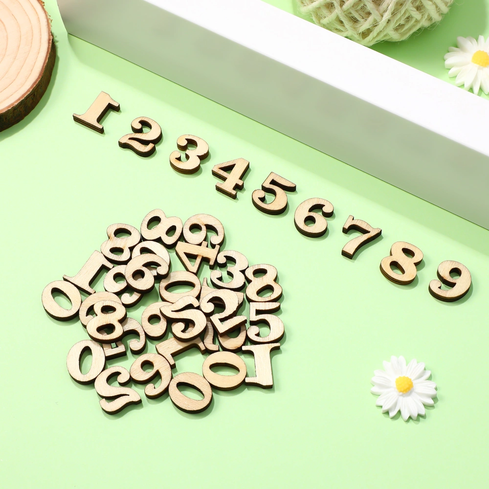 100 Pcs Wooden Numbers Handmade Blank Wood Numbers Slices Education Toys DIY Crafts Decorations