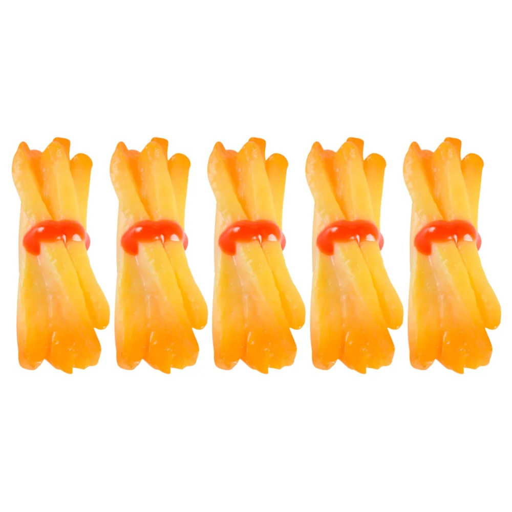 5Pcs Fake French Fries Fake Food Toy Realistic French Fries French Fries Model Pretend Play Food