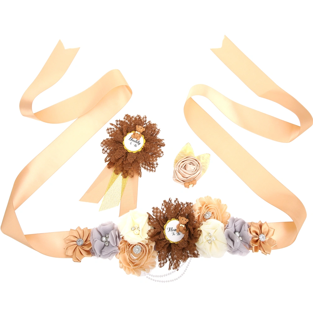 1 Set Mommy to Be Sash Flower Sash Belt Daddy to Be Corsage Pin Wrist Corsage