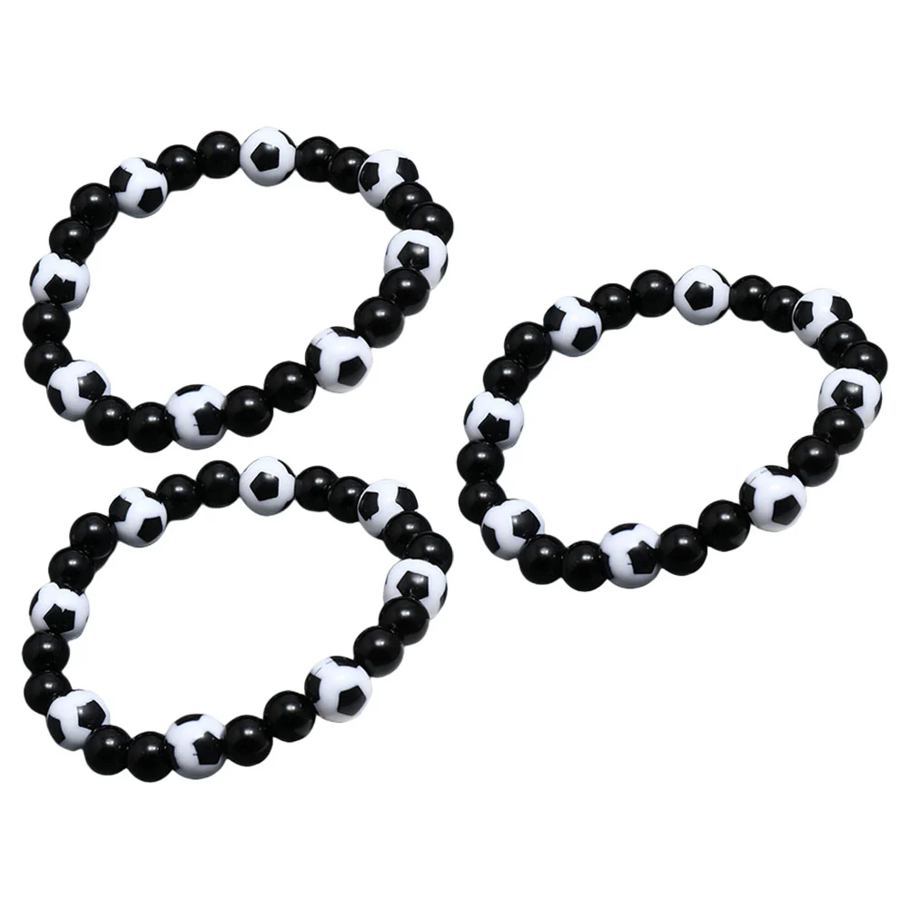 3Pcs Portable Bracelets Soccer Themed Wrist Bracelets Decorative Soccer Bracelets