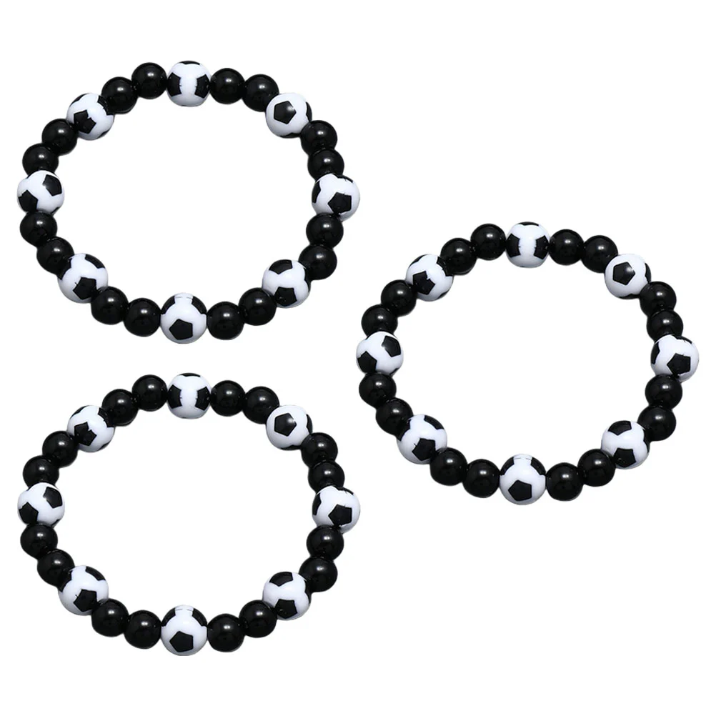 3Pcs Portable Bracelets Soccer Themed Wrist Bracelets Decorative Soccer Bracelets