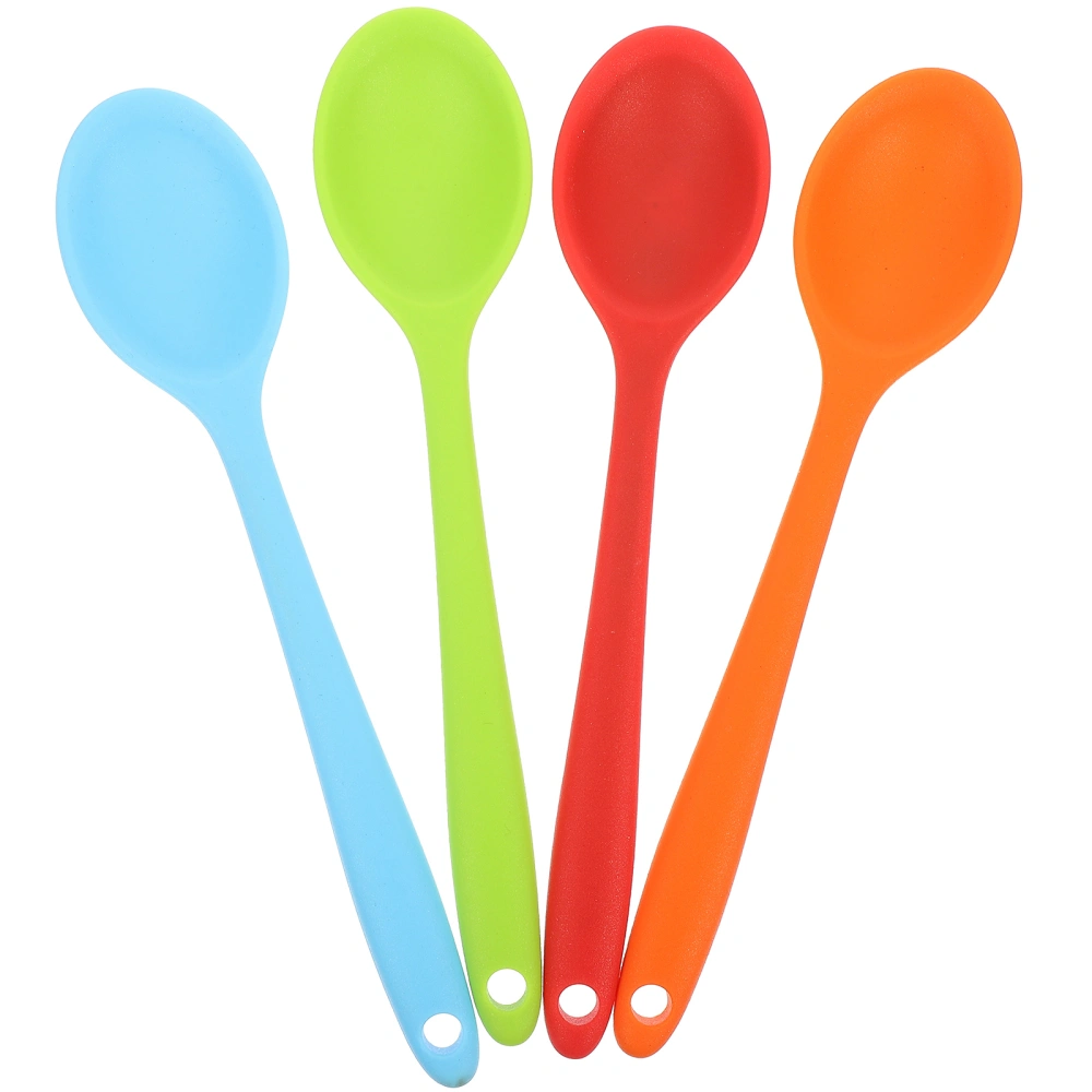 4Pcs Kitchen Mixing Spoons Multi-function Silicone Spoons Household Salad Spoons