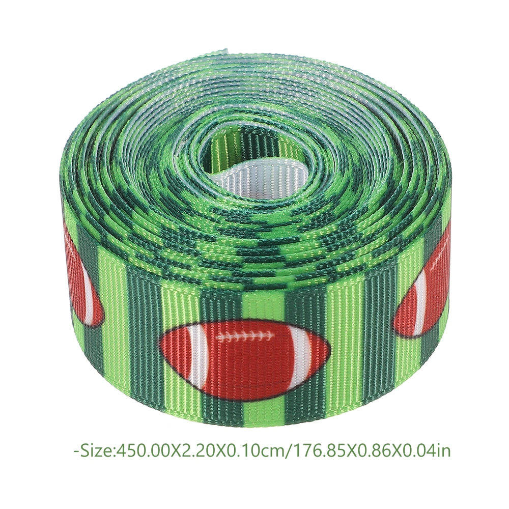 1 Roll of Rugby Ribbon Sports Themed Ribbon Polyester Ribbon Rolls Ball Pattern Ribbon for DIY Wrapping