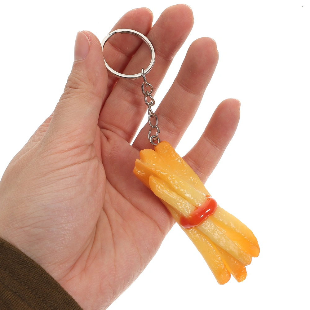 4Pcs Food Keychain Food Decorative Fried French Fries Chips Food Pendant Keychain