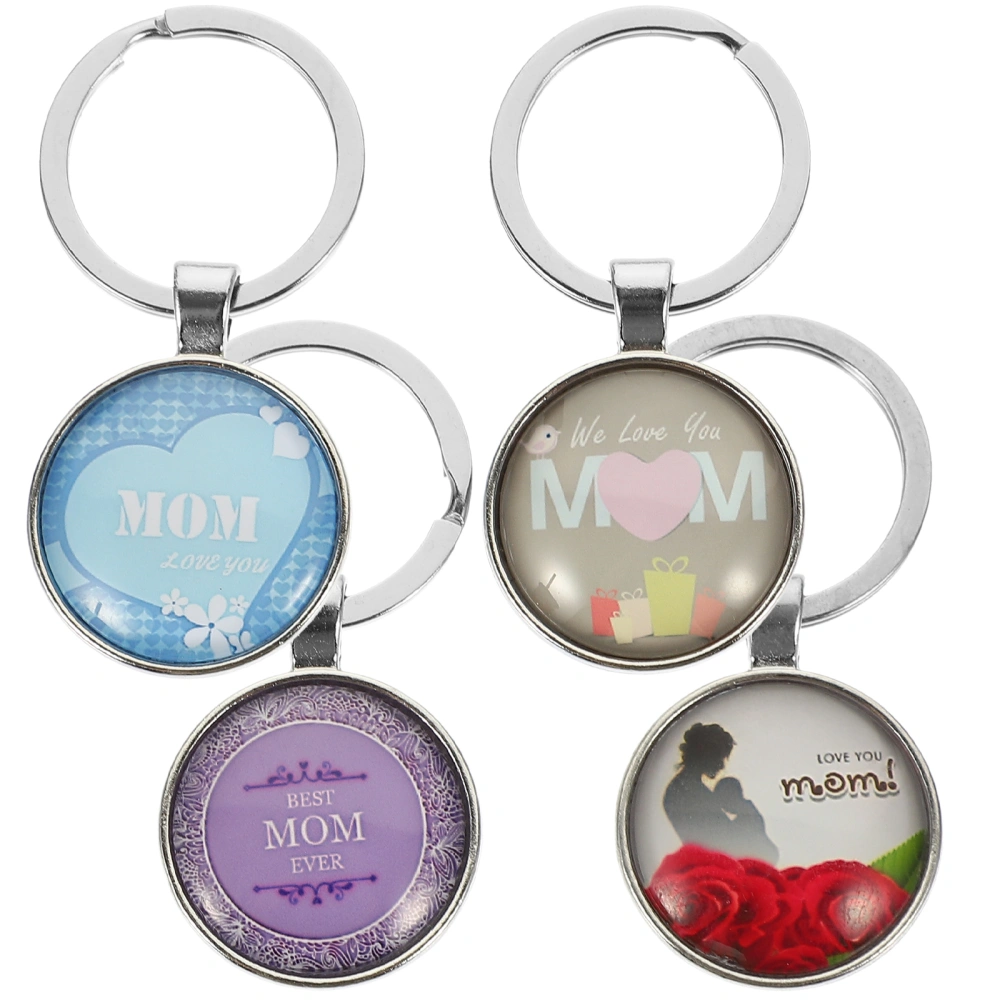 4pcs Creative Alloy Keychain Decorative Key Ring Mother's Day Keychain Gift