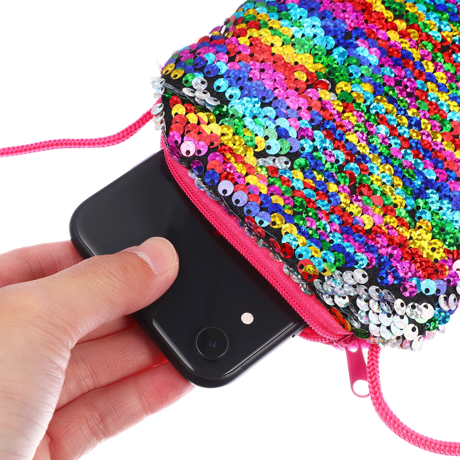 Sequin Crossbody Bag Reversible Sequins Coin Purse Vertical Phone Purse Glitter Messenger Bag Bling Phone Bag For Women Kids Girls