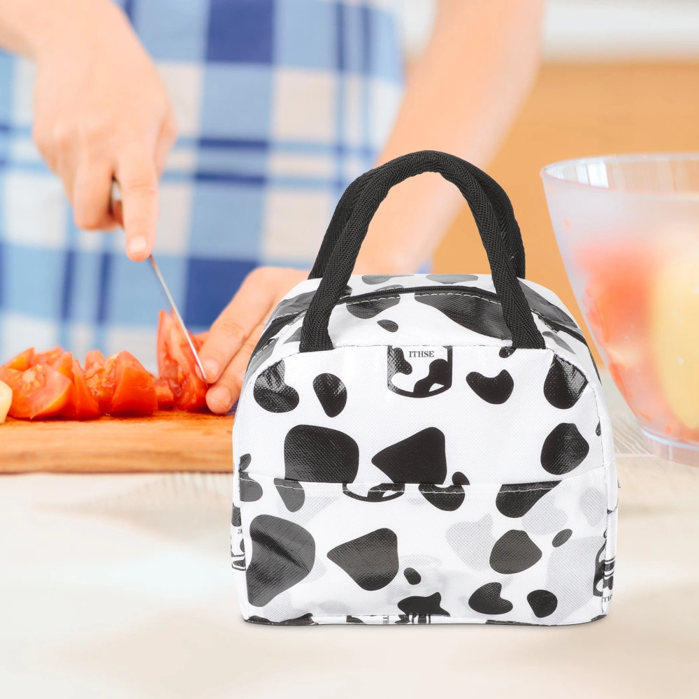 2Pcs Cow Pattern Storage Bag Food Insulation Pouch Reusable Bento Box Bag Lunch Box Holder