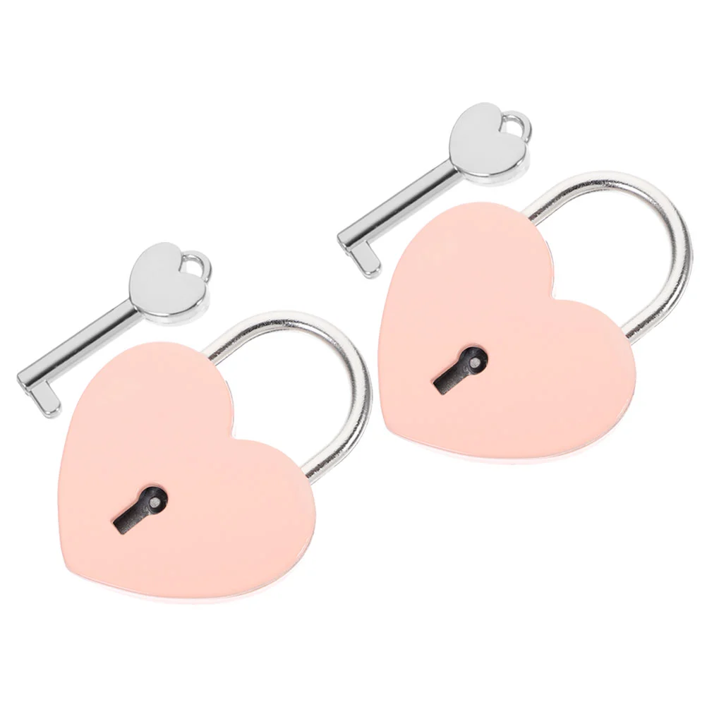 2 Sets Love Locks Suitcase Padlocks Heart Shaped Luggage Padlock for Decor