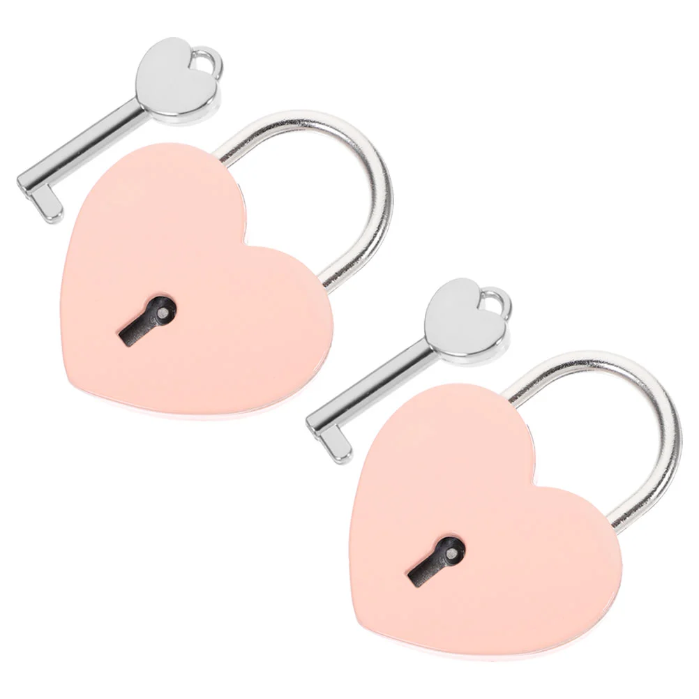 2 Sets Love Locks Suitcase Padlocks Heart Shaped Luggage Padlock for Decor