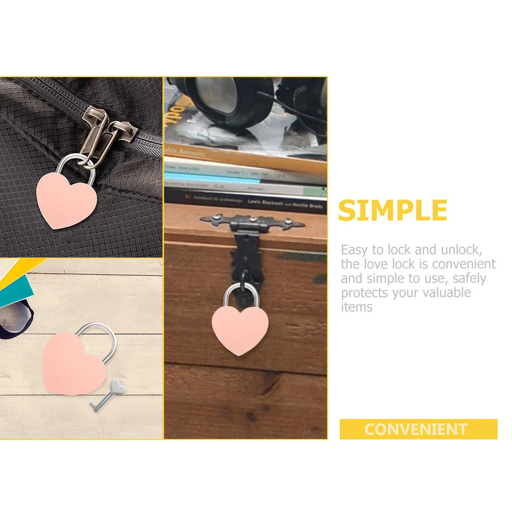 2 Sets Love Locks Suitcase Padlocks Heart Shaped Luggage Padlock for Decor