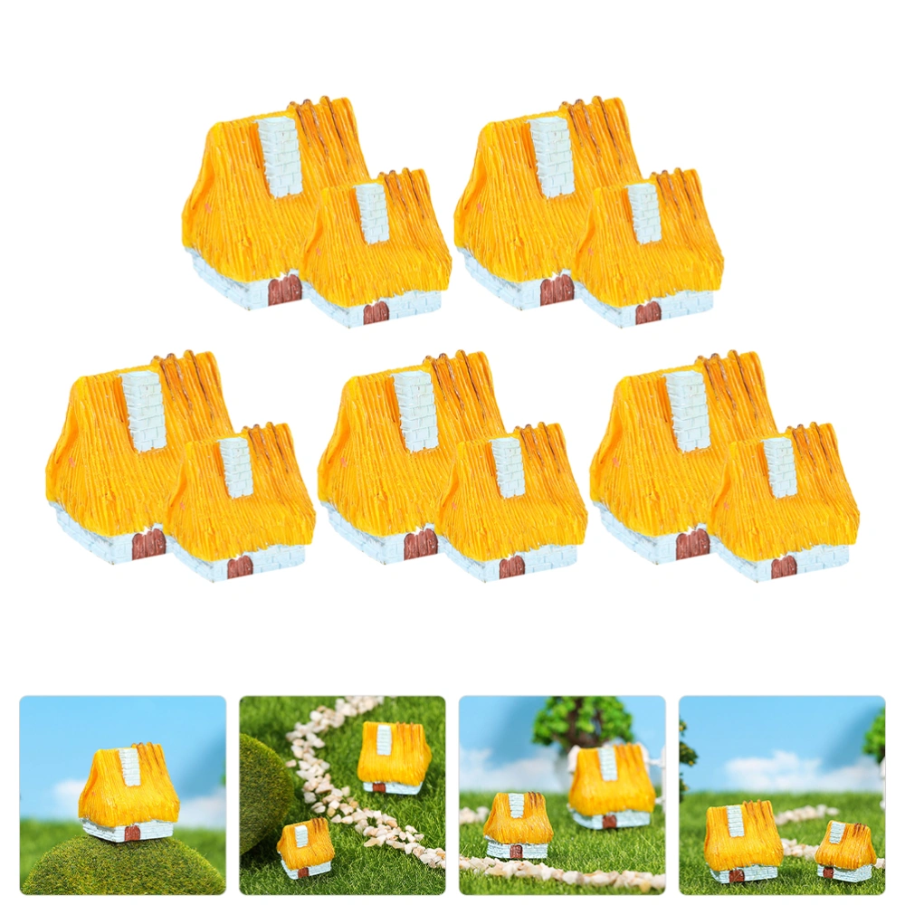 10pcs Micro Landscaping House Ornament Tiny  House Micro Cottage Decoration