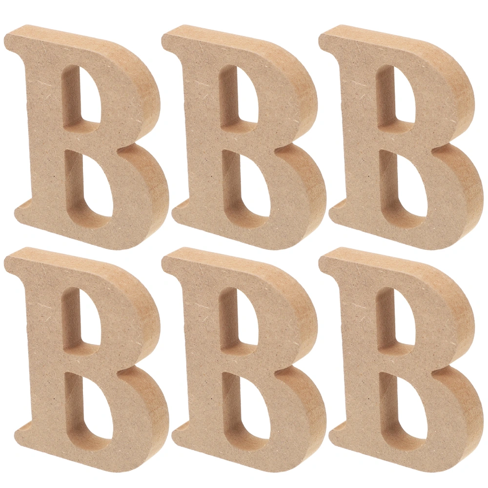 6pcs Unfinished Wooden Letter Wooden Letter Decoration Craft DIY Wooden Letter B Sign for Wedding