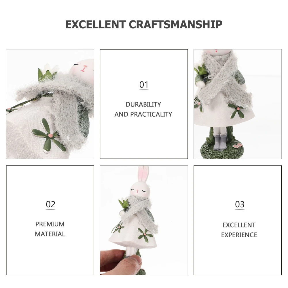 Cartoon Resin Rabbit Figurine Bunny Statue DIY Bunny Decoration for Desktop Cabinet