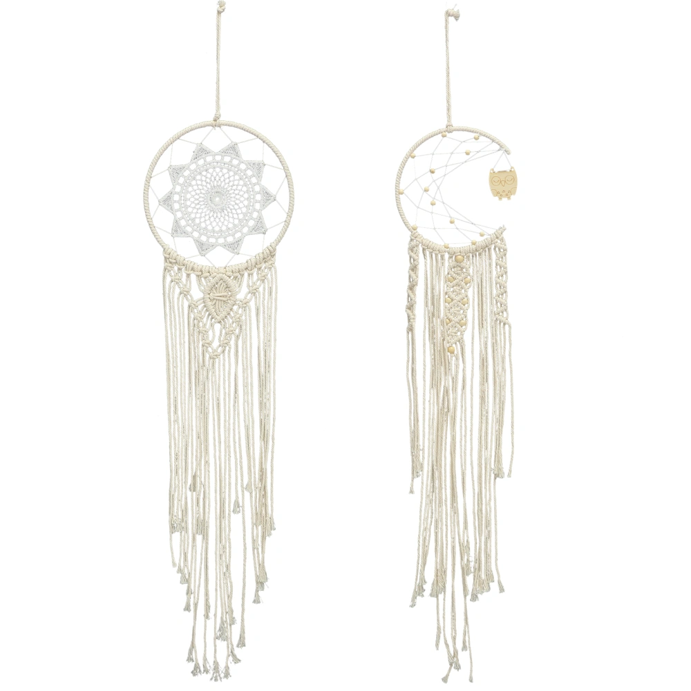 2Pcs Macrame Woven Wall Hanging Dream Catcher Decorative Wall Art Decor Home Pendant