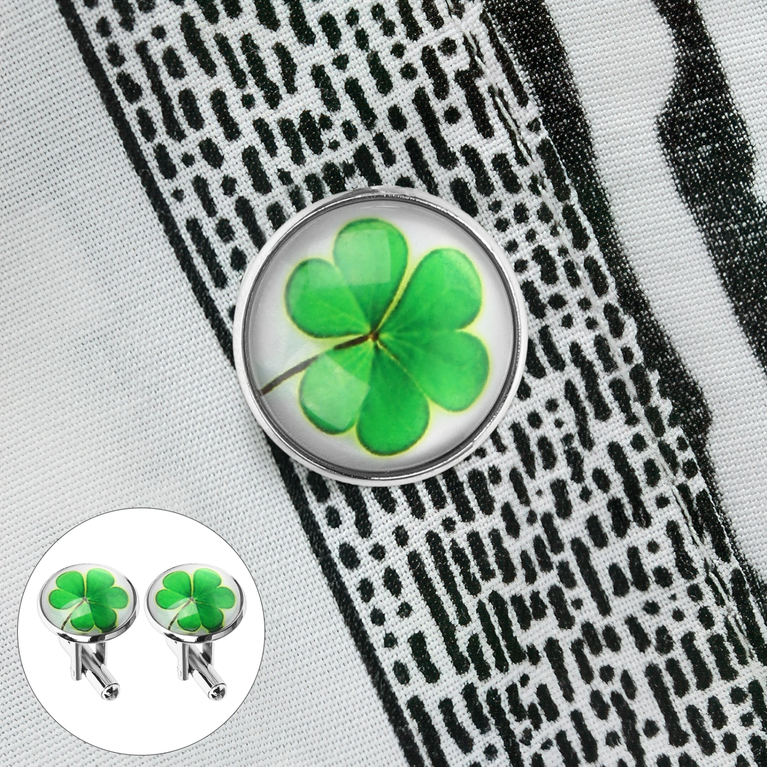 2pcs Clover Cuff Links Shirts Cufflinks Decorative Cufflinks Men Clothing Accessories