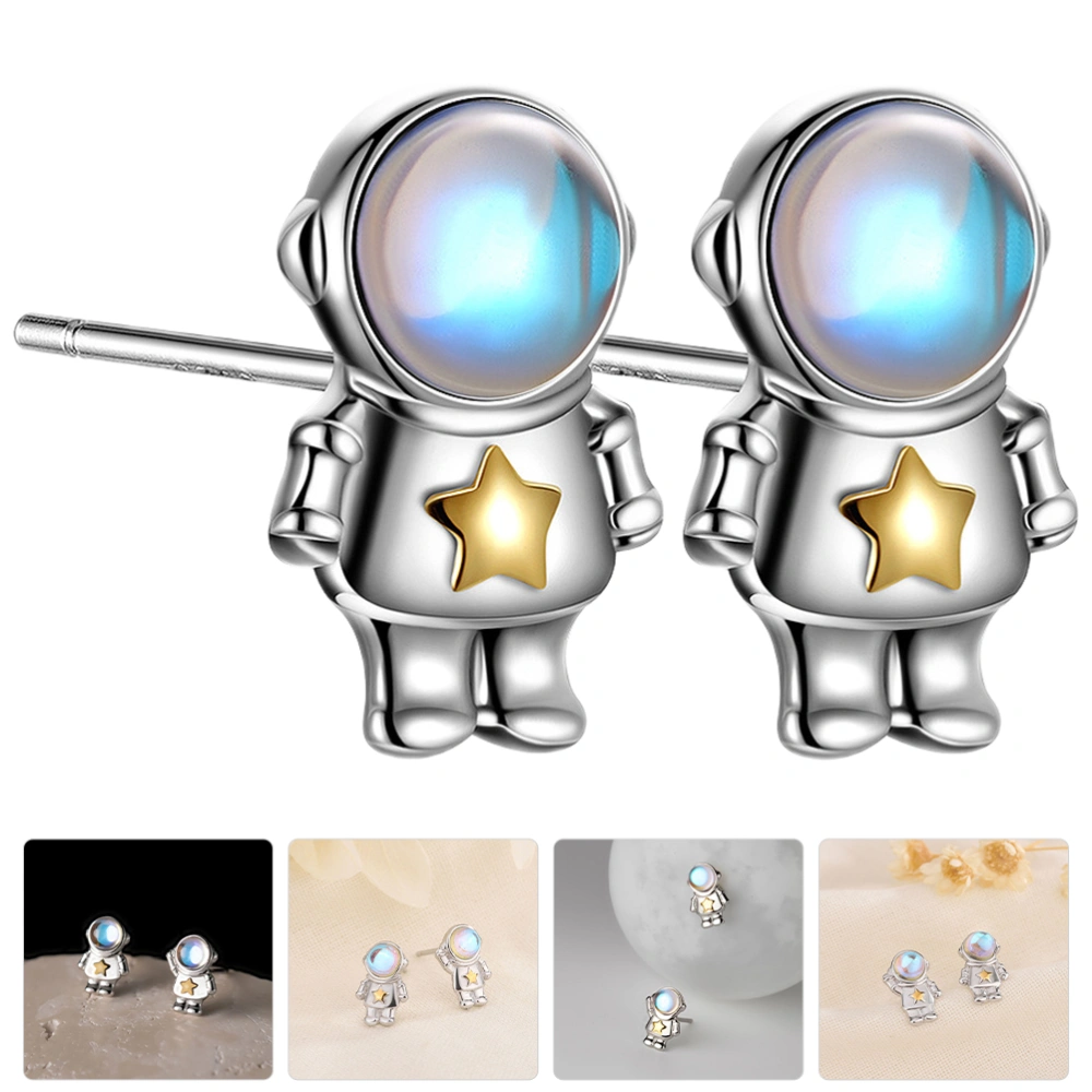 1 Pair Asymmetrical Astronaut Stud Earrings Spaceman Earrings Women Stud Earrings