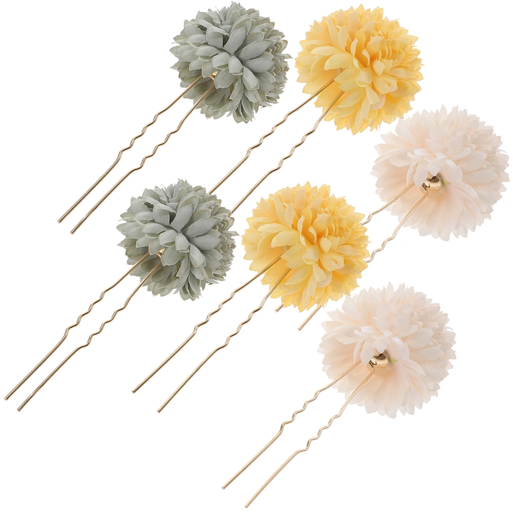 3 Pairs Flower Hair Pin U Shape Hair Clip Hair Bun Pin Flower Hair Accessories