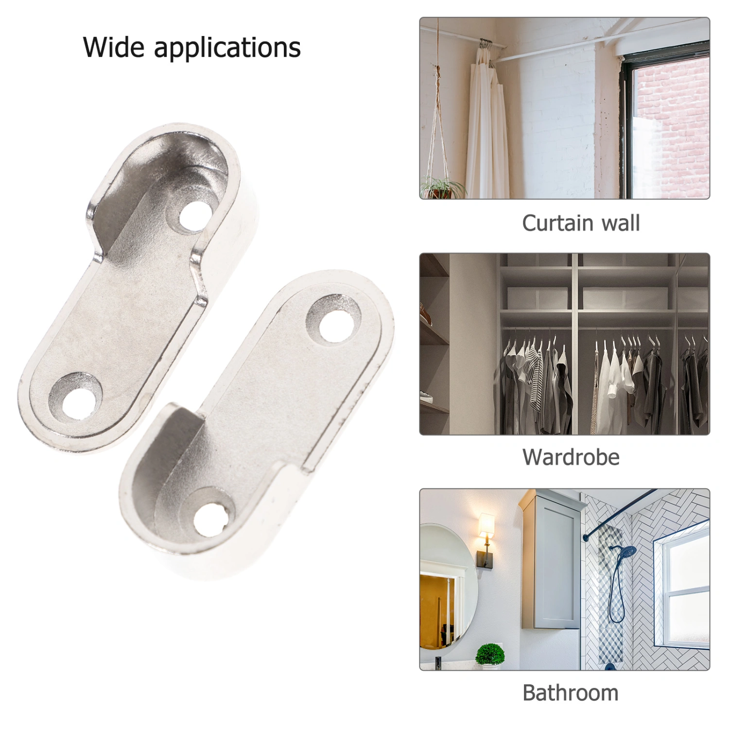 10pcs Closet Rod Holders Wardrobe Closet Rod Brackets Shower Rod Holders for Wall