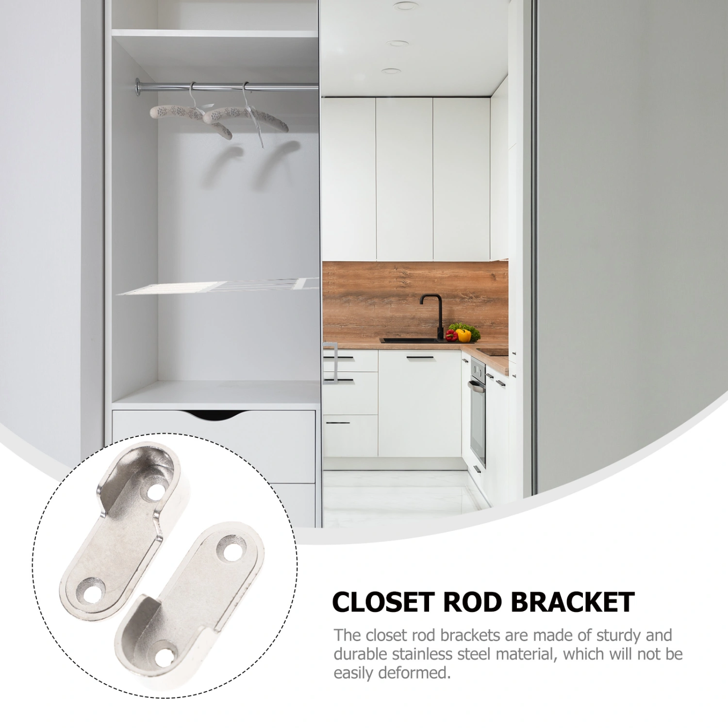 10pcs Closet Rod Holders Wardrobe Closet Rod Brackets Shower Rod Holders for Wall