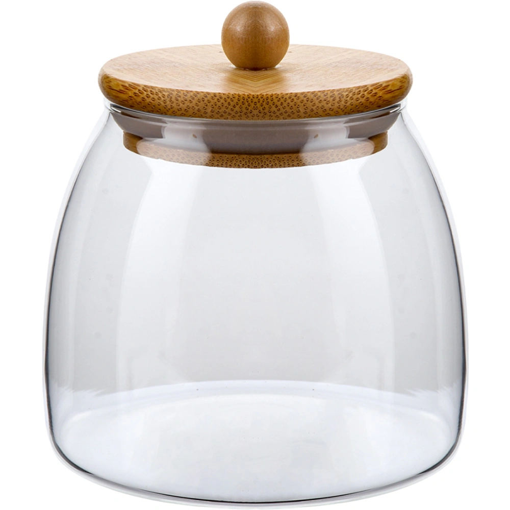 Glass Food Storage Container Flour Storage Jar Sugar Container with Bamboo Lid