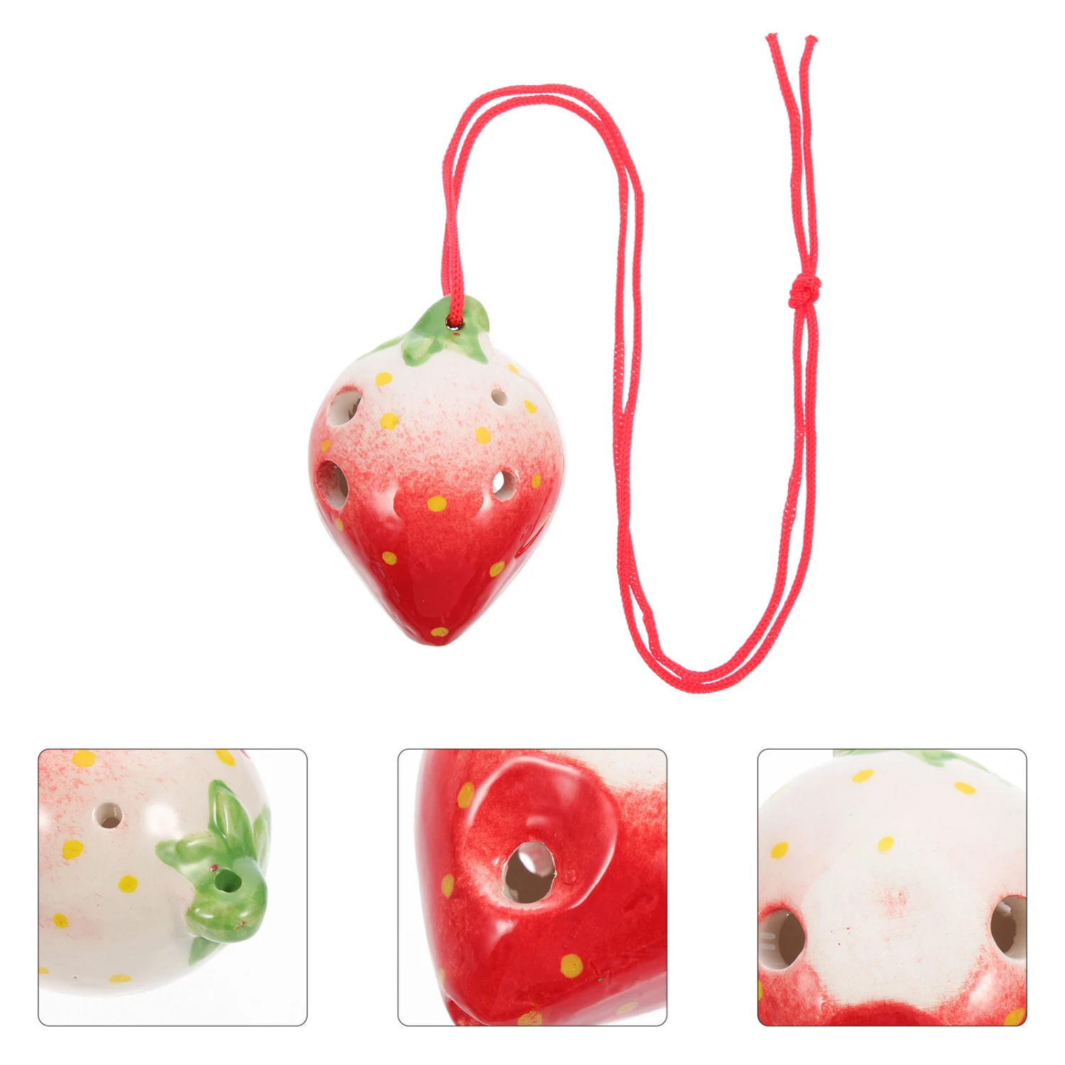 Ceramic 6 Holes Ocarina Strawberry Shaped Ocarina Children Practice Wind Instrument