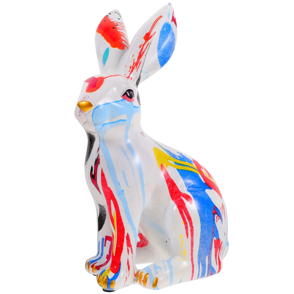 2023 Zodiac Rabbit Colored Drawing Statue Modern Style Bunny Model Ornament