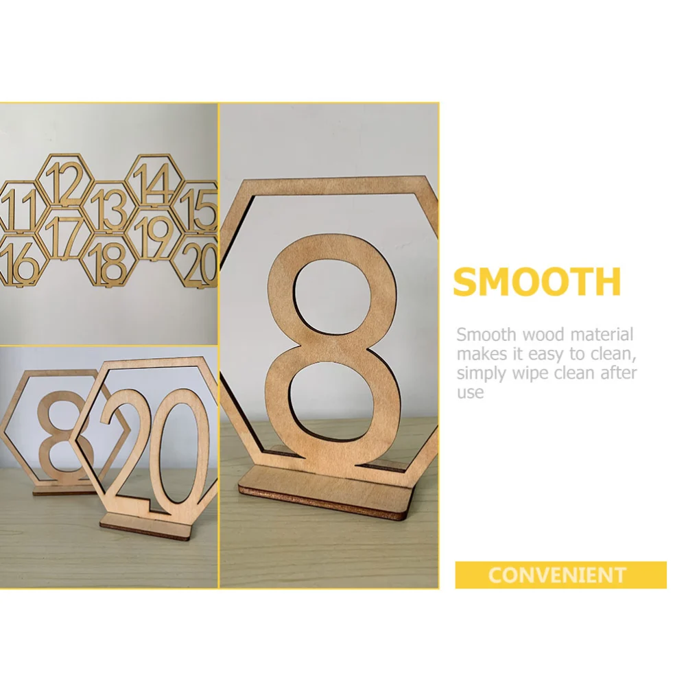 20pcs Wooden Table Number Sign Wedding Reception Banquets 1-20 Table Numbers