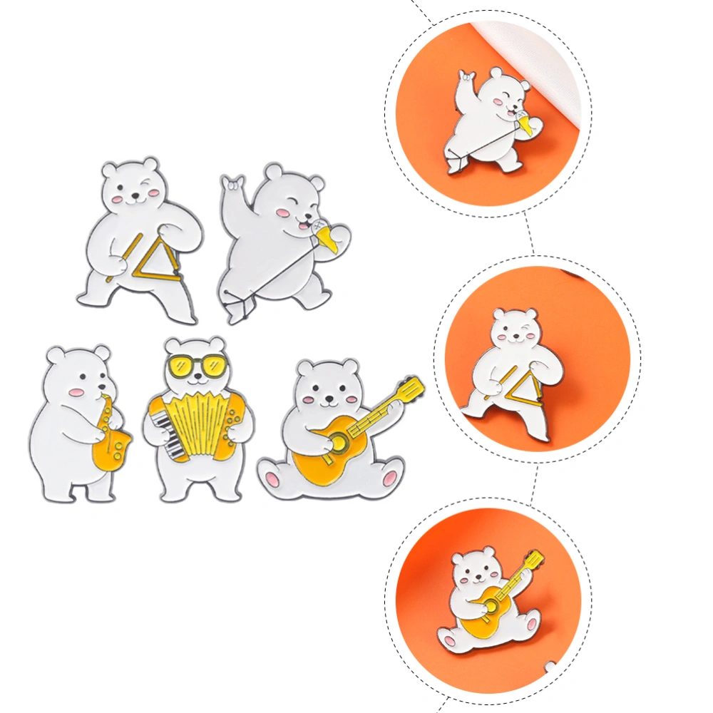 5pcs Cartoon Bear Shape Brooches Animal Design Brooches Lapel Pin Clothing Decor