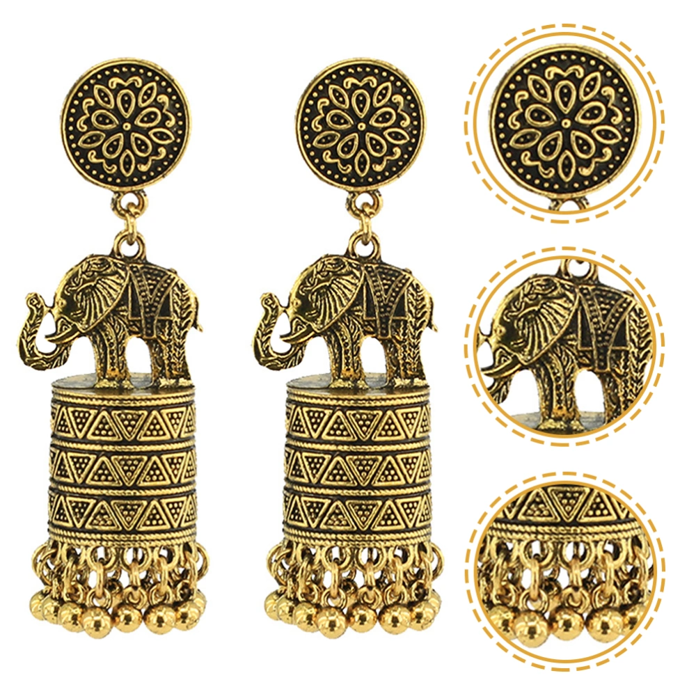 1 Pair Elephant Earrings Ethnic Style Drop Earrings Tassel Earrings Women Stud Earrings