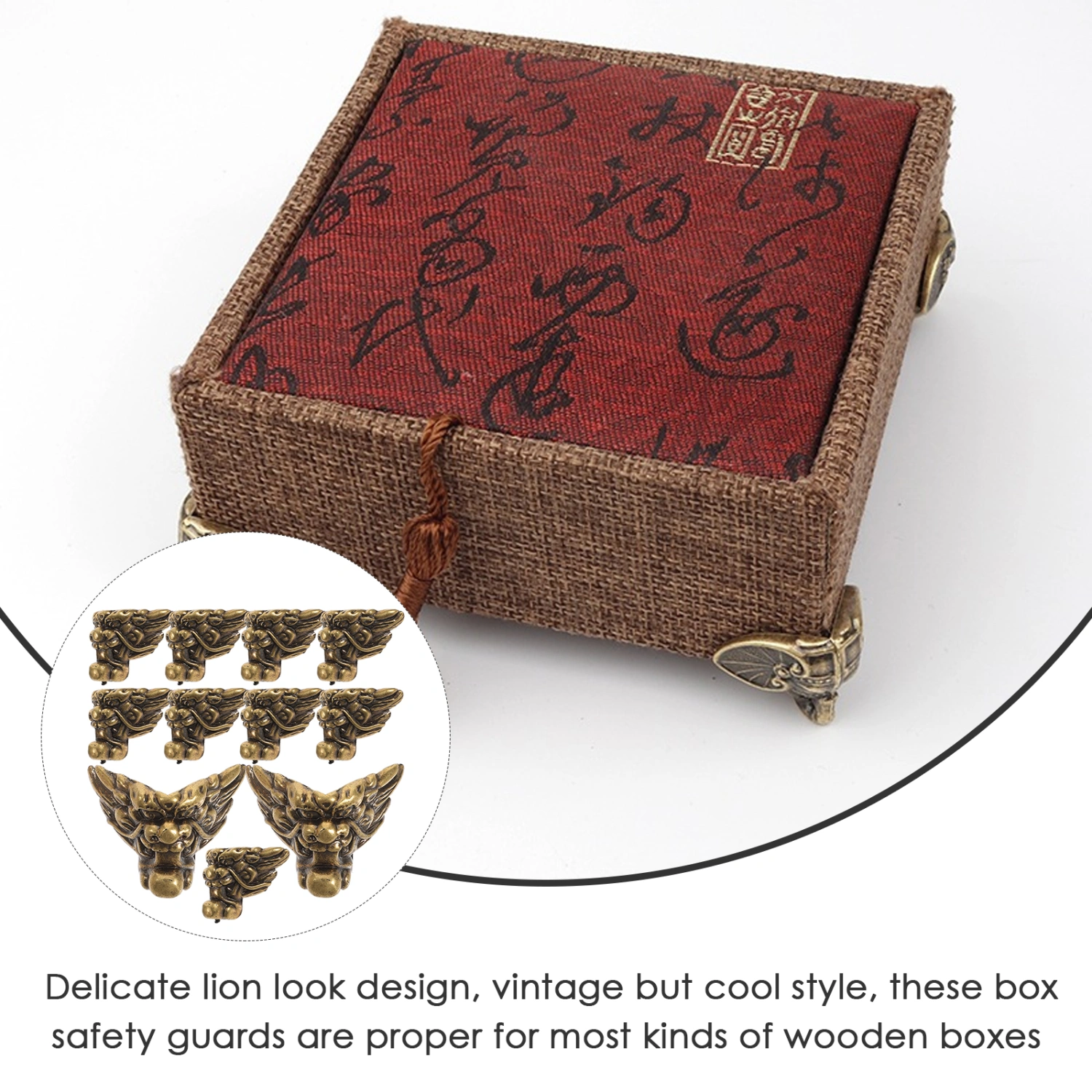 12pcs Box Corners Protectors Jewelry Case Edges Covers Wooden Box Lion Supports