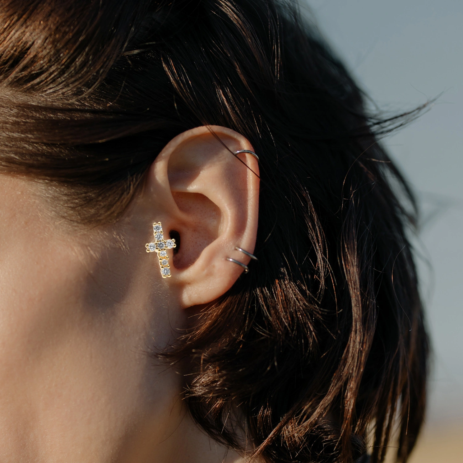 1 Pair Cross Stud Earrings Tragus Earrings Ear Piercing Studs Pierced Earrings