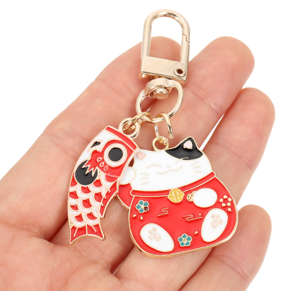 4Pcs Lifelike Keychain Decorative Pendant Hanging Key Ring Cat Fish Shaped Ornament Keychain