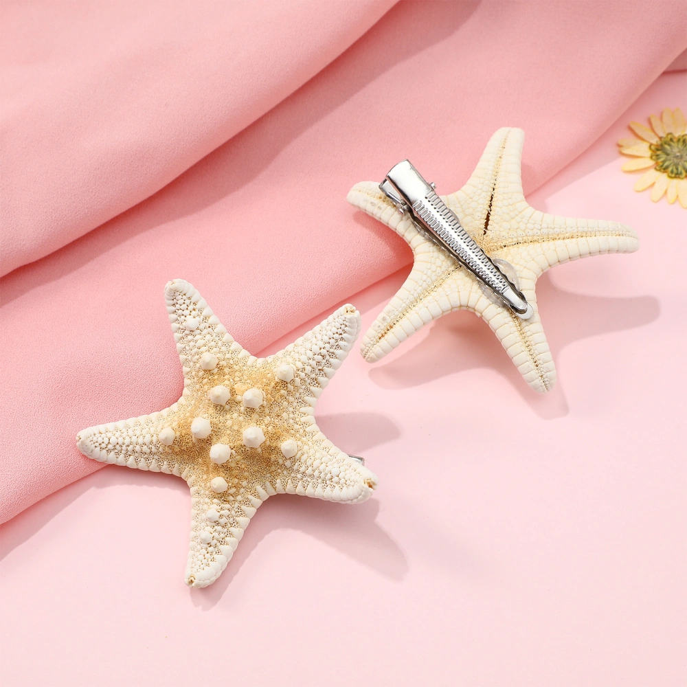 2 Pcs Handmade Five-pointed Sea-star Hair Clips Beach Theme Hairpins Hair Accessories for Women Girls