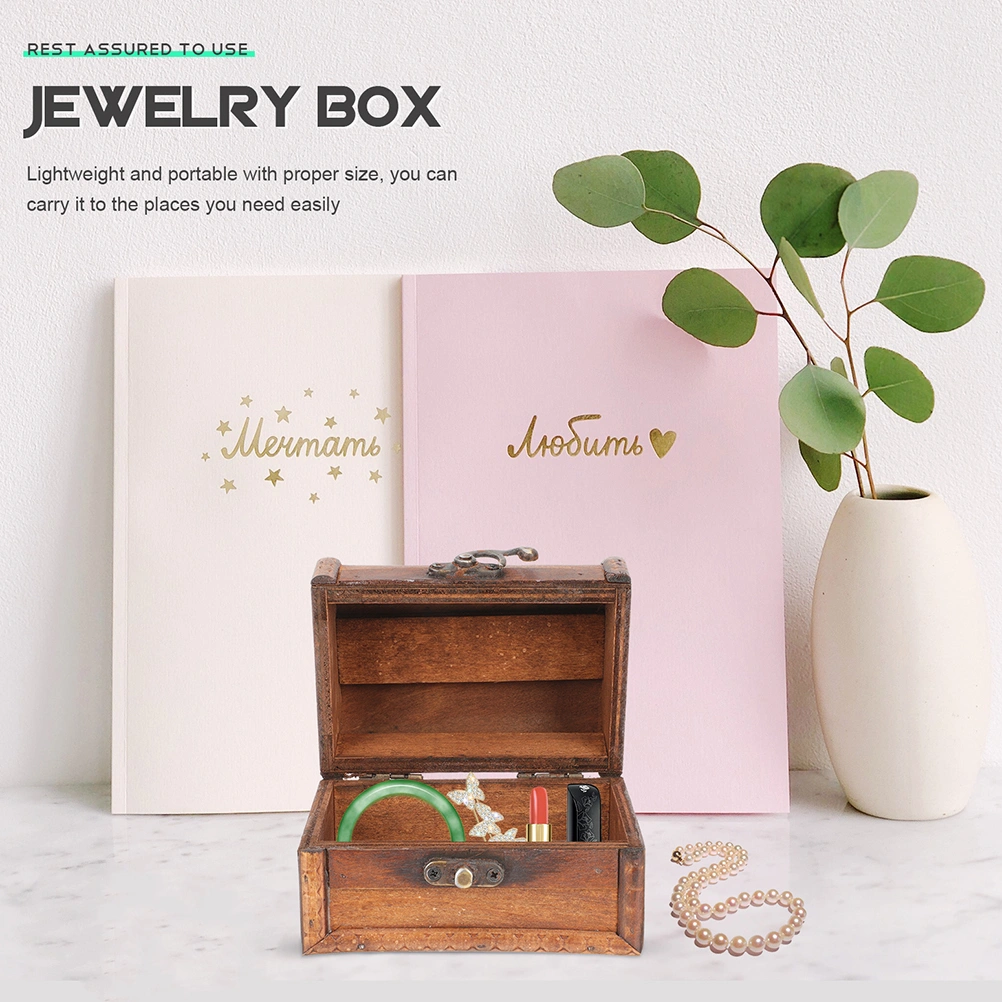 2Pcs Vintage Wooden Jewelry Box Jewelry Organizer Rings Bracelets Necklaces Case