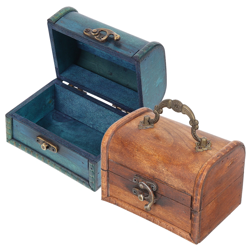 2Pcs Vintage Wooden Jewelry Box Jewelry Organizer Rings Bracelets Necklaces Case