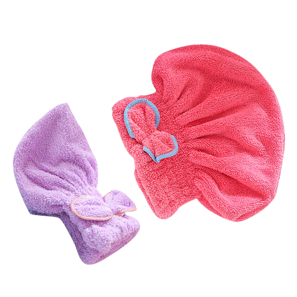 2Pcs Bow Hair Drying Caps Adorable Bath Hats Quick Drying Hair Towels Soft Absorbent Hair Towels