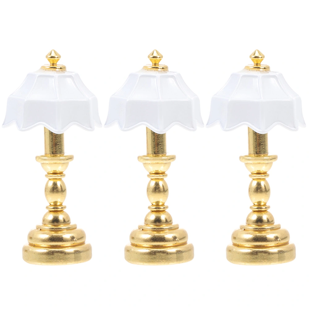 3Pcs Miniature Desktop Lamp Ornaments Mini House Table Lamp Models Fake Light Decors